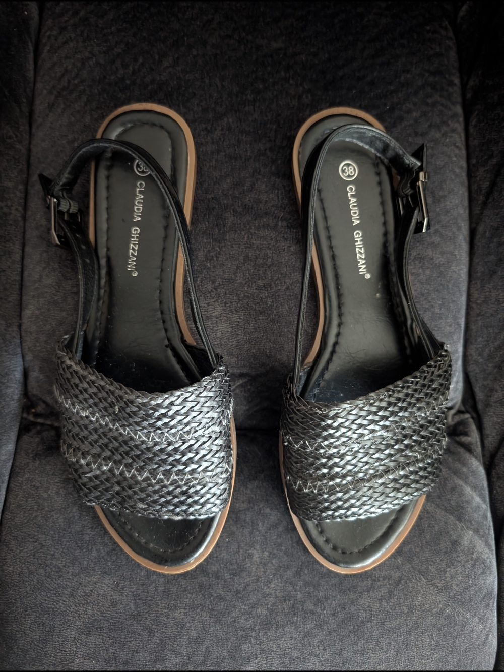 Black Woven Slingback Sandals